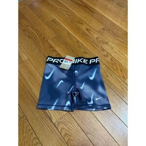New Nike Pro Kids Training Shorts blue &  White Swoosh Size large FB1081-012